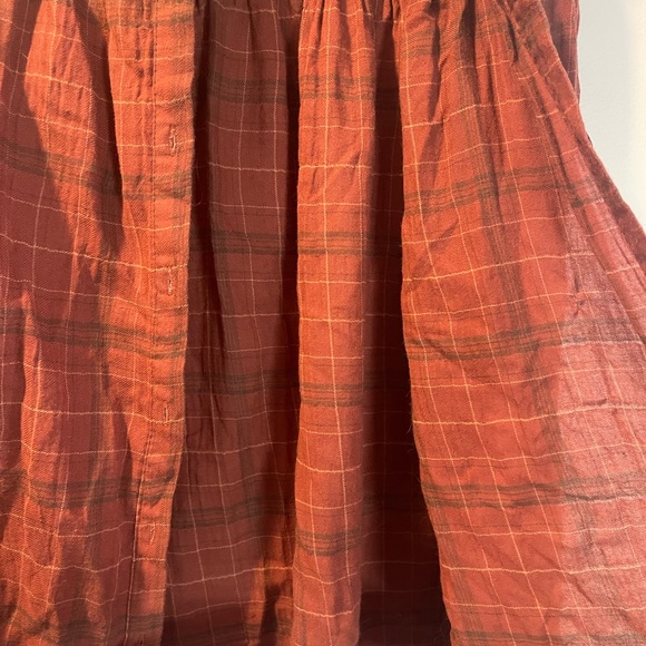 Max Studio Rust Plaid Ruffle Yoke Button-Up Blouse - Picture 12 of 16